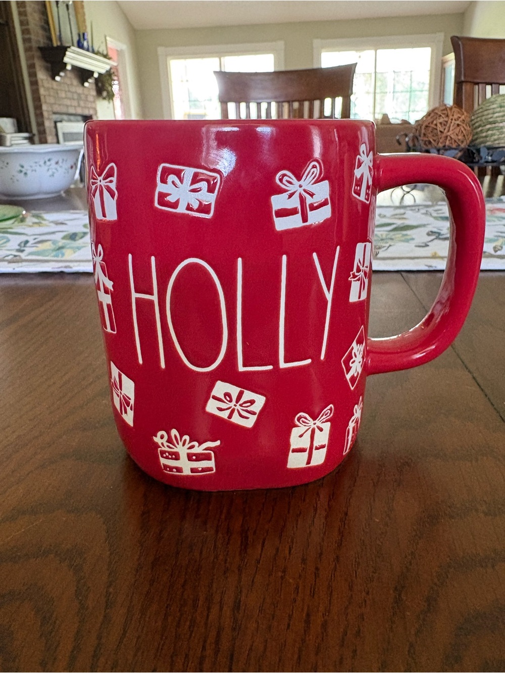 Rae Dunn Red 'HOLLY' Holiday Gift Mug